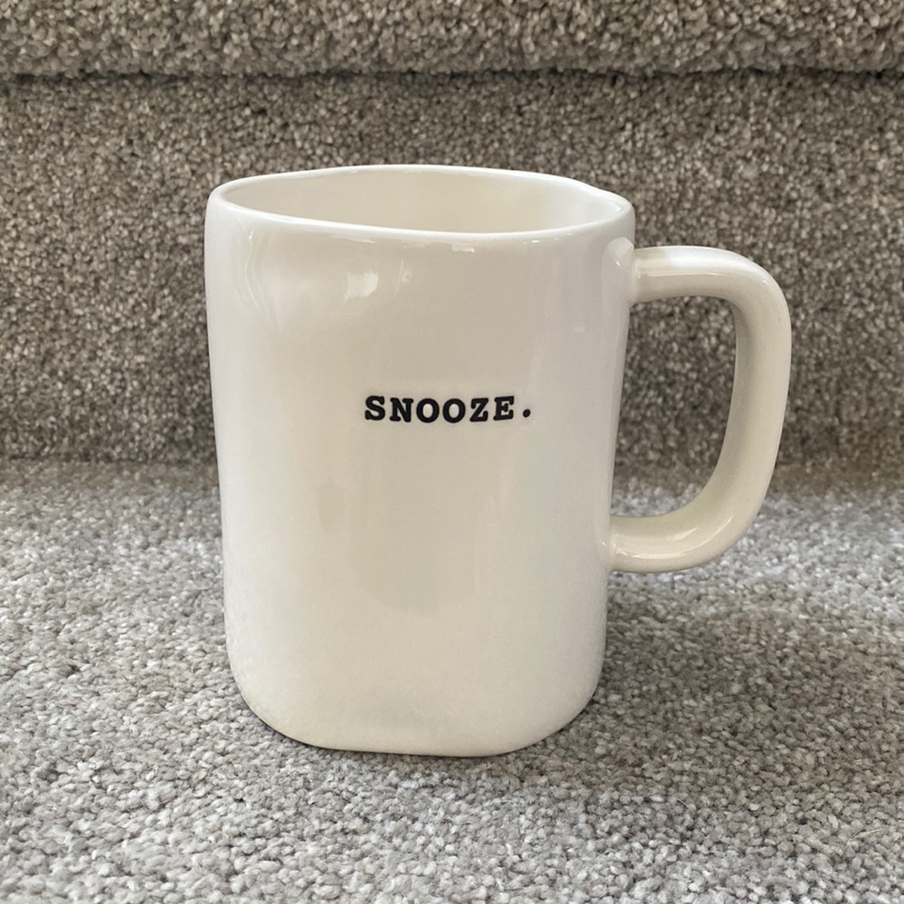 Rae Dunn SNOOZE Type Mug